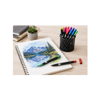 36-Colour Dual Tip Brush & Fineliner Marker Sets — Wholesale Box of 24