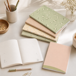 48-Sheet Pastel Grid Notebook Set — Wholesale Box of 5