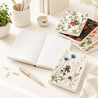 A5 Botanical Grid Notebook Set, 48 Sheets — Box of 5