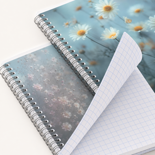 48-Sheet Floral Spiral Grid Notebook Set — Box of 4