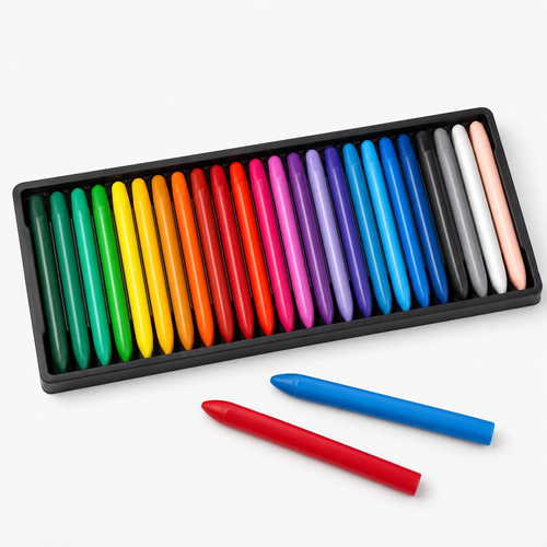 24-Colour Triangular Plastic Wax Crayon Set