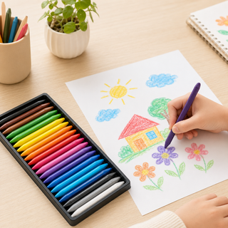 24-Colour Triangular Plastic Wax Crayon Set
