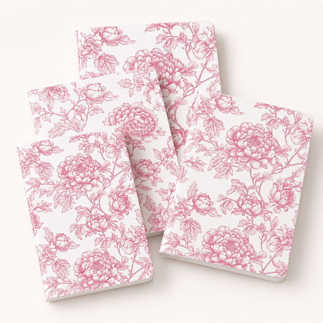 Floral Lined Notebook Set, 48 Sheets — Pack of 4