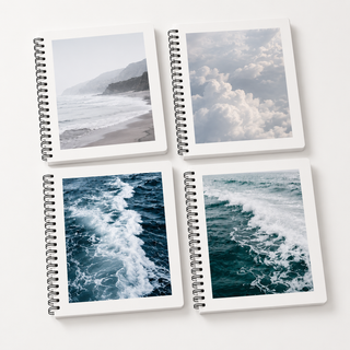 A5 Ocean & Cloud Spiral Grid Notebook Set — Pack of 4