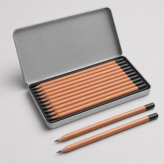 12-Grade Graphite Drawing Pencil Set in Metal Tin