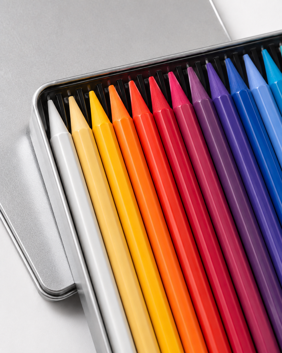 24-Colour Pastel Monolith Pencil Set in Metal Tin
