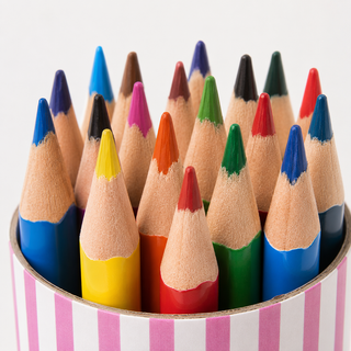 24-Colour Short Triangular Pencil Set with Sharpener Tube