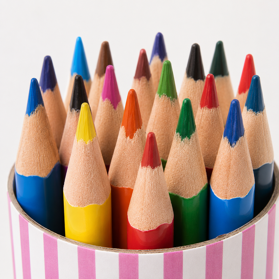 24-Colour Short Triangular Pencil Set with Sharpener Tube