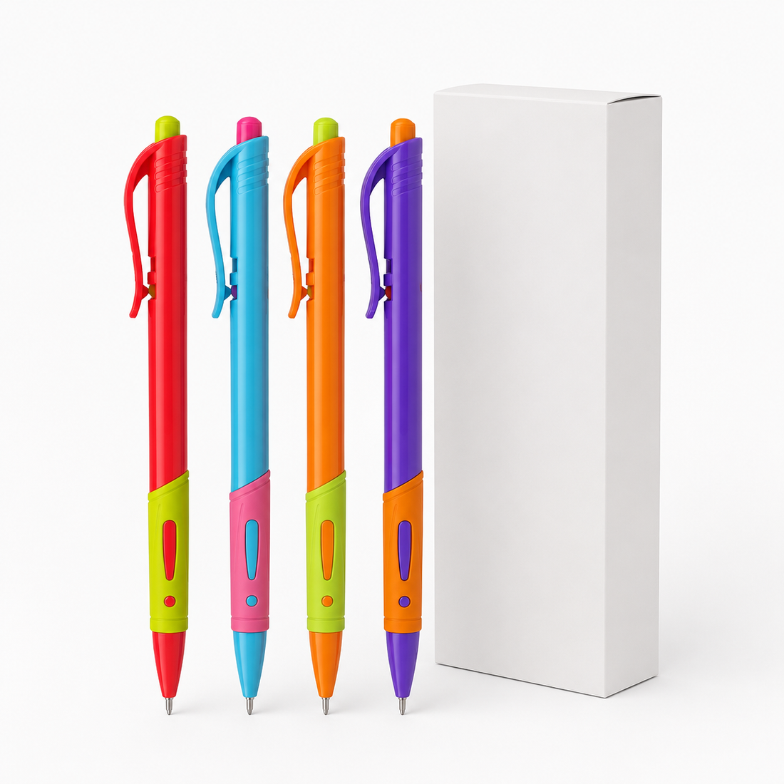 Retractable Blue Ink Ballpoint Pens — Wholesale Box of 24