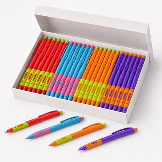 Retractable Blue Ink Ballpoint Pens — Wholesale Box of 24