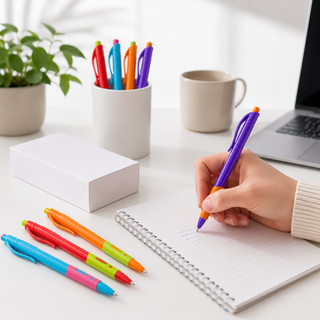 Retractable Blue Ink Ballpoint Pens — Wholesale Box of 24