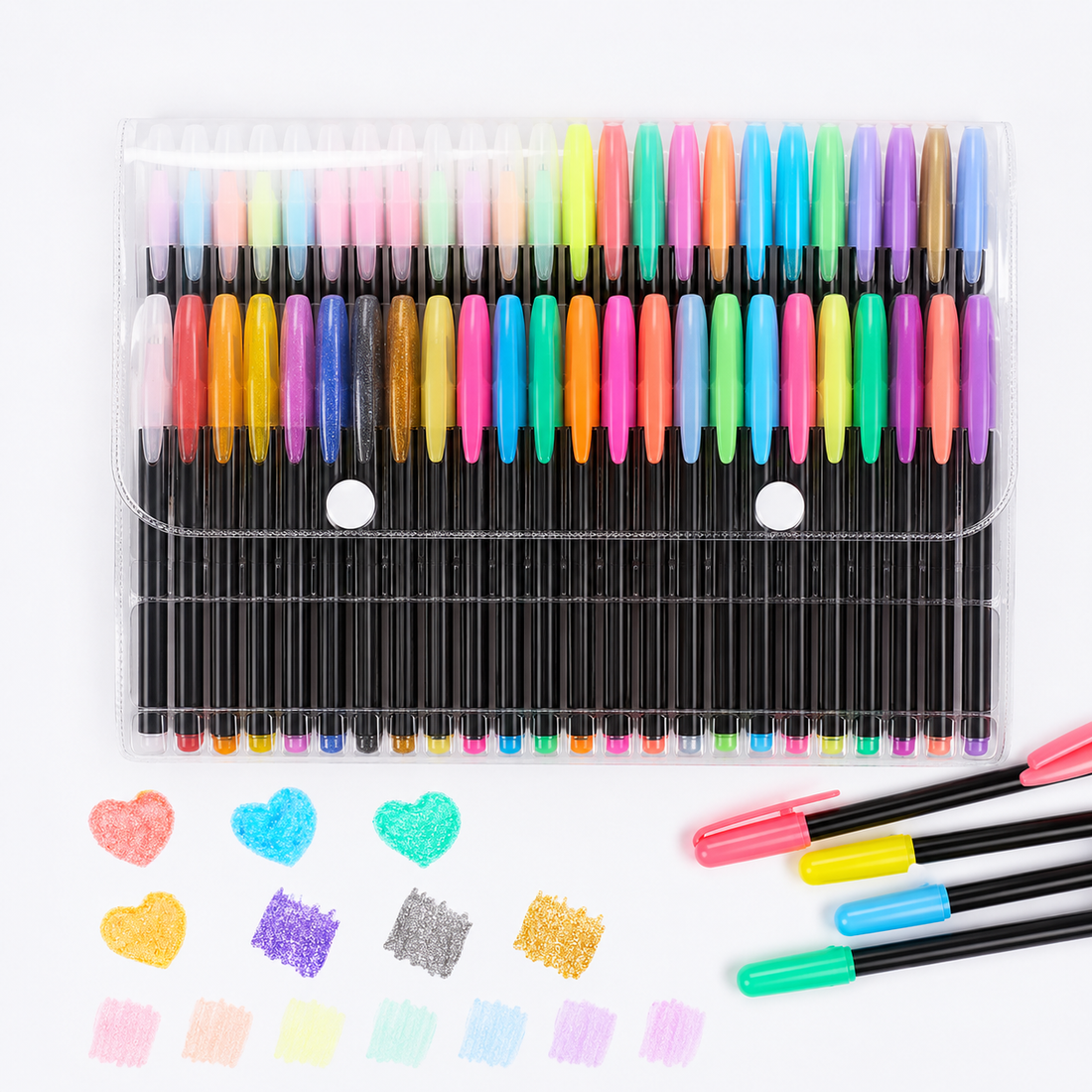 48-Colour Creative Gel Pen Set — Glitter, Metallic, Neon & Pastel