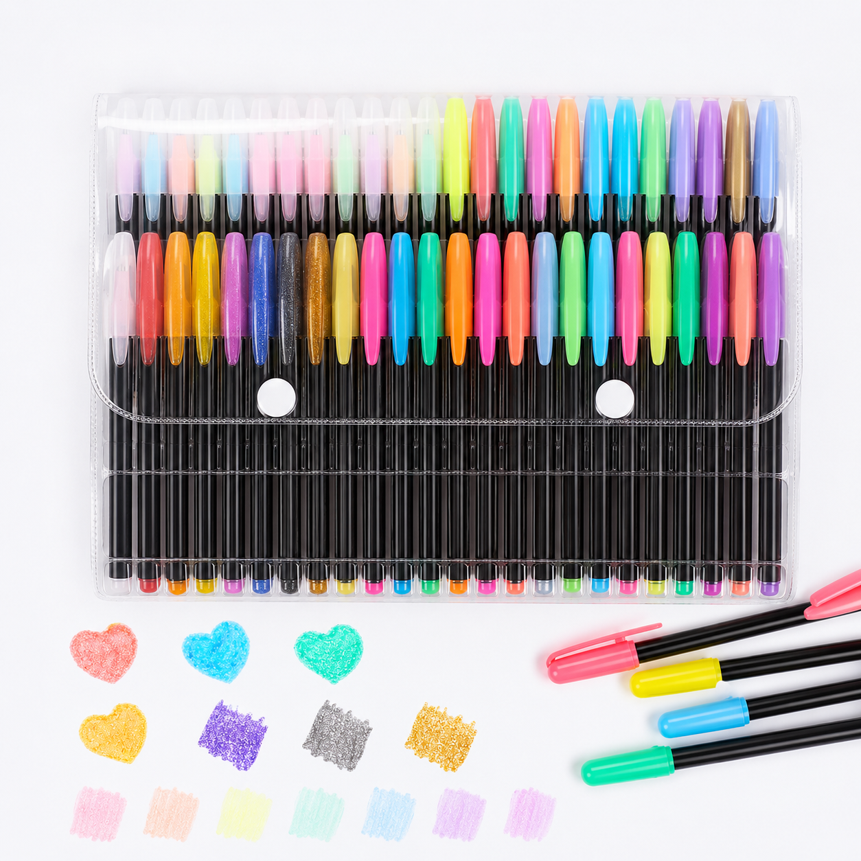 48-Colour Creative Gel Pen Set — Glitter, Metallic, Neon & Pastel