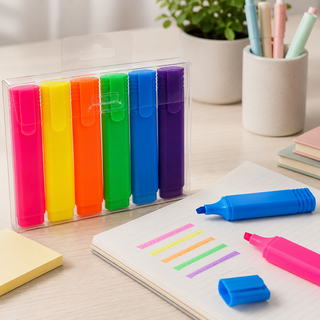6-Colour Neon Highlighter Set — Pack of 6