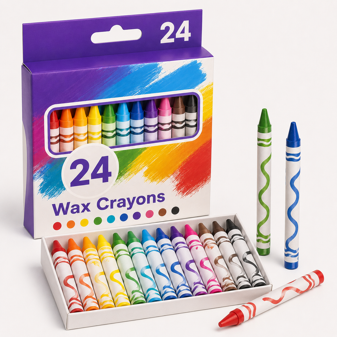 24-Colour Wax Crayon Set — Pack of 24