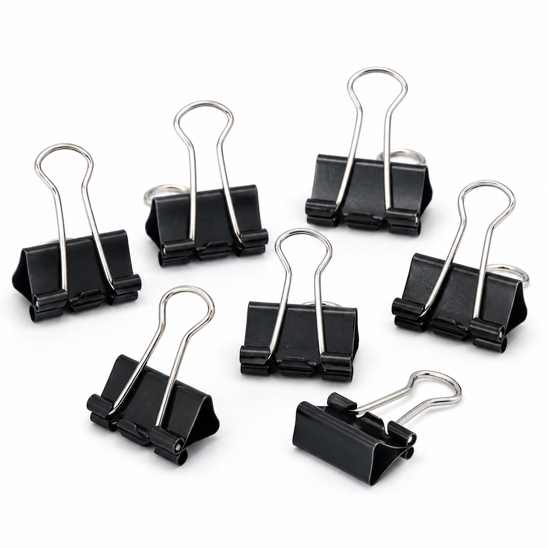 Black Metal Binder Clips — Pack of 8