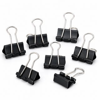 Black Metal Binder Clips — Pack of 8