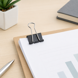 Black Metal Binder Clips — Pack of 8