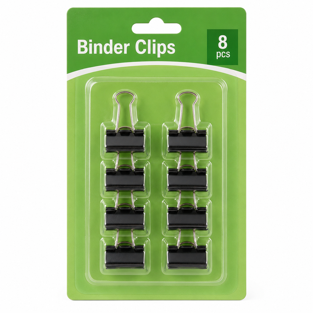 Black Metal Binder Clips — Pack of 8
