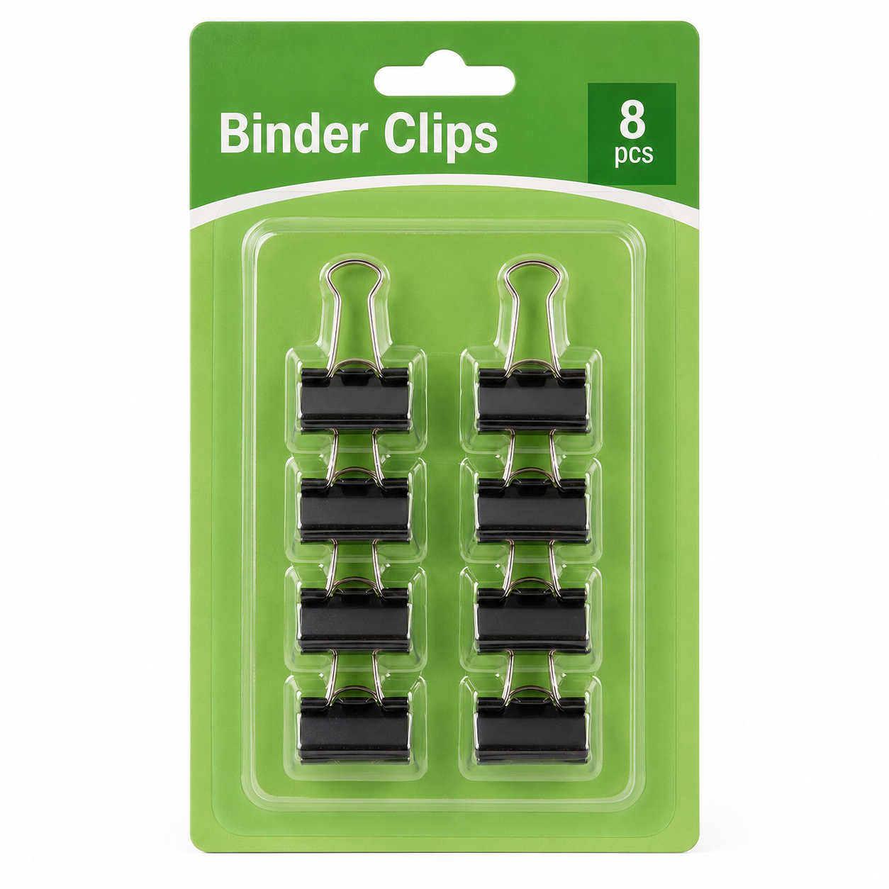 Black Metal Binder Clips — Pack of 8