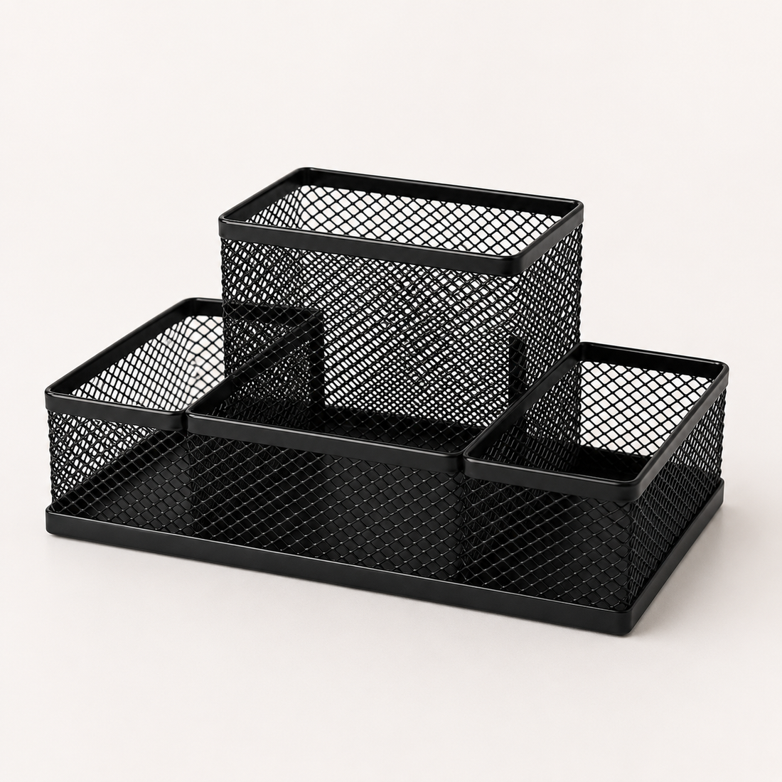 4-Compartment Metal Mesh Desk Organisers — Pack of 6