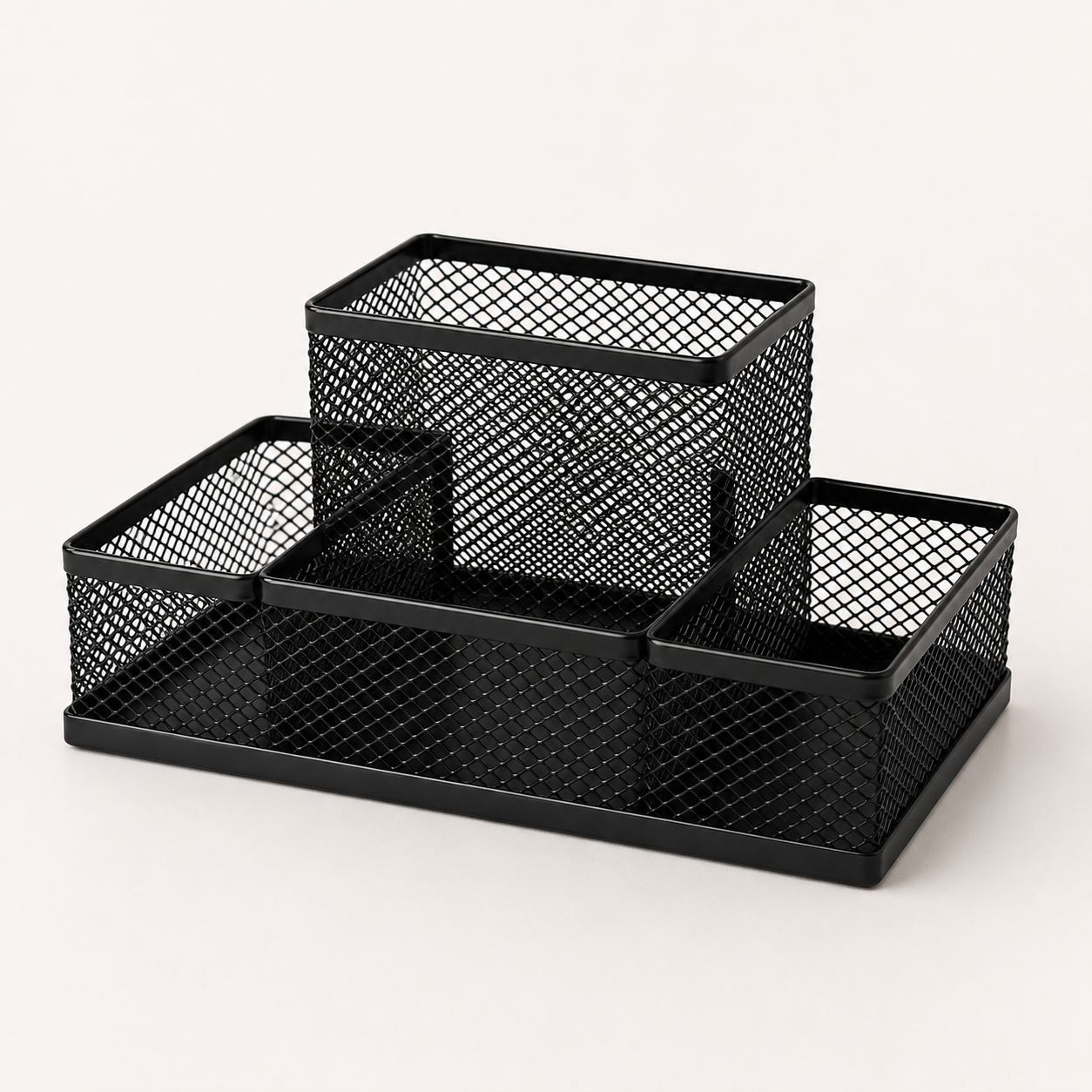 4-Compartment Metal Mesh Desk Organisers — Pack of 6