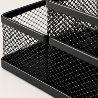 4-Compartment Metal Mesh Desk Organisers — Pack of 6
