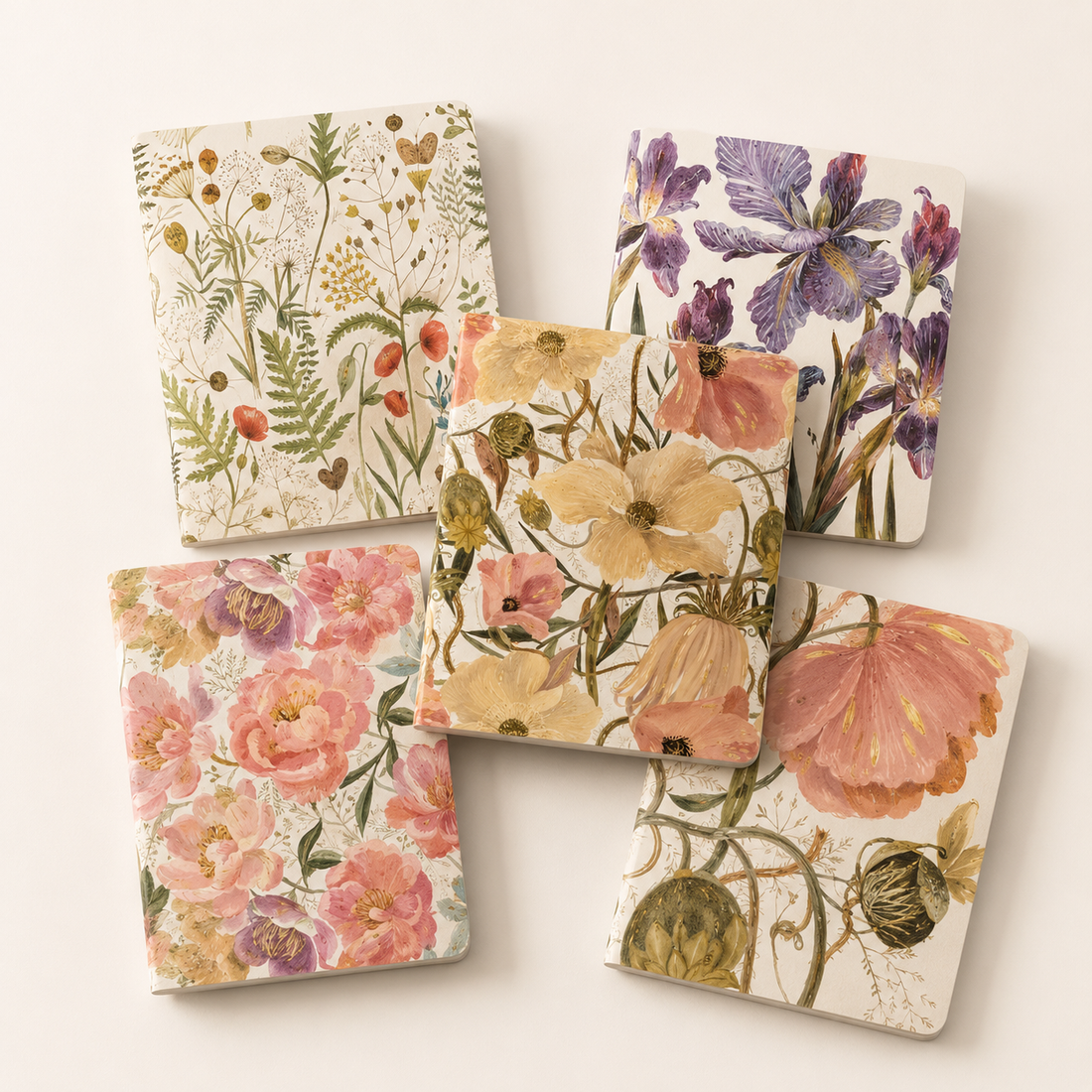 Floral Squared Notebooks, 48 Sheets — Pack of 5