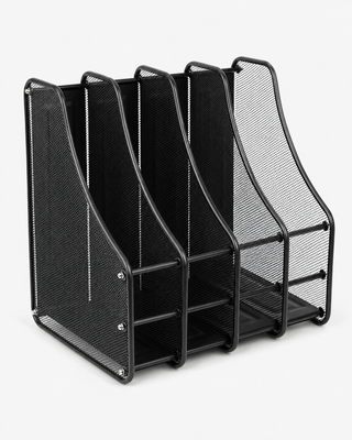 4-Compartment Metal Mesh File Organisers — Box of 4