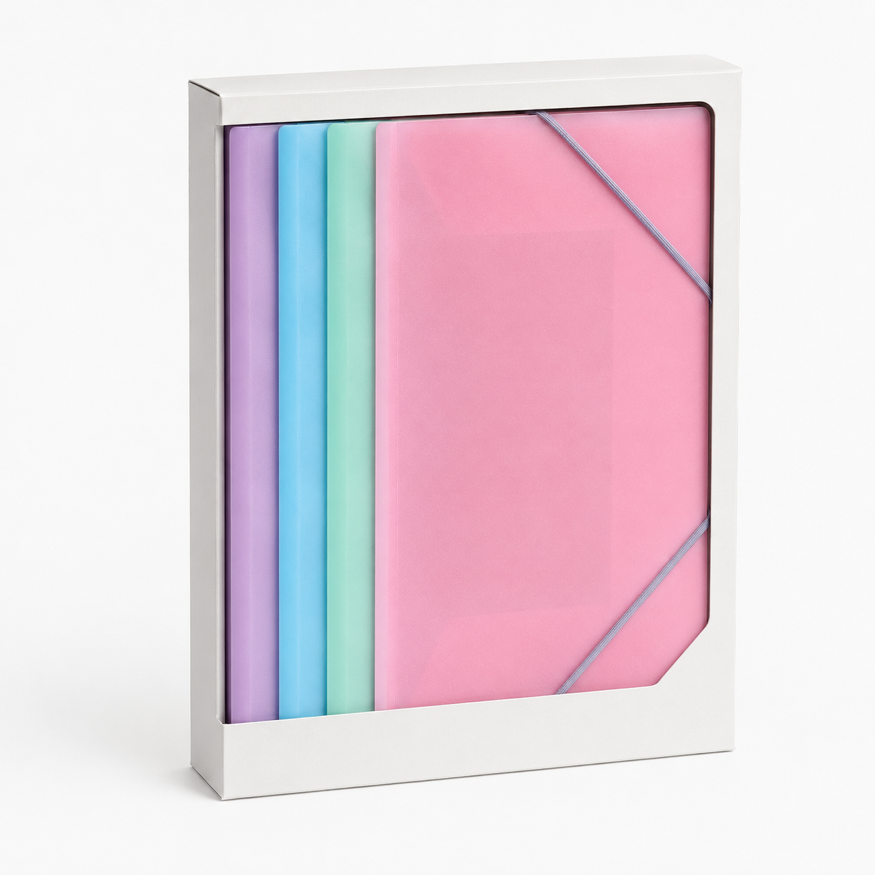 Pastel A4 Elastic Document Folders — Set of 4