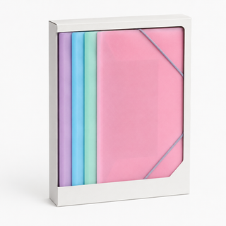 Pastel A4 Elastic Document Folders — Set of 4