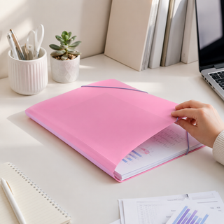 Pastel A4 Elastic Document Folders — Set of 4