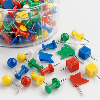 Assorted Push Pins in Storage Jars — Pack of 10