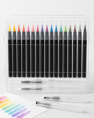 24-Colour Watercolour Brush Markers with 2 Water Brushes — Set of 26