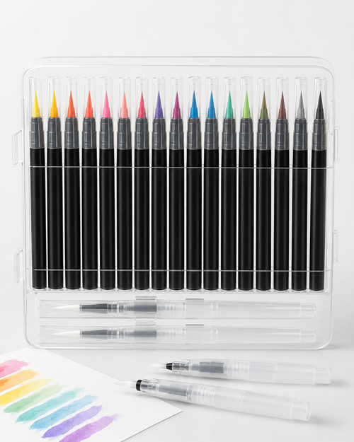 24-Colour Watercolour Brush Markers with 2 Water Brushes — Set of 26