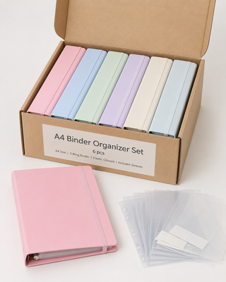 Pastel A4 3-Ring Binder Organisers — Pack of 6