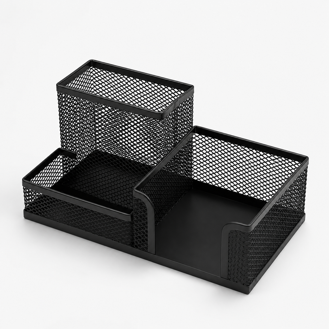 3-Compartment Metal Mesh Desk Organisers — Pack of 3
