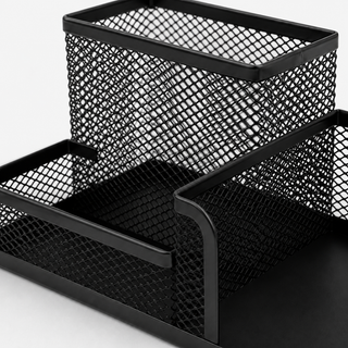 3-Compartment Metal Mesh Desk Organisers — Pack of 3