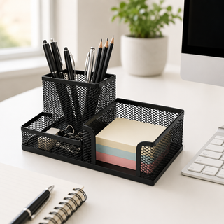 3-Compartment Metal Mesh Desk Organisers — Pack of 3