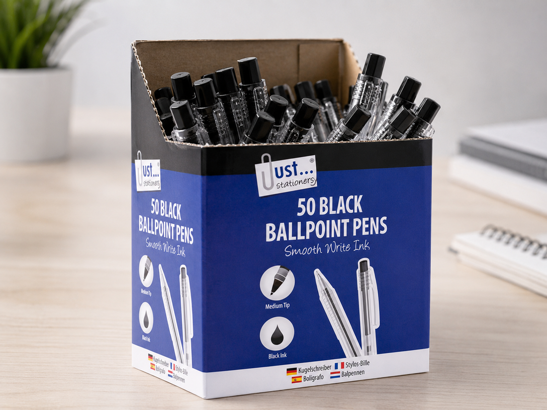 Black Retractable Ballpoint Pens — 50 Sets of 50