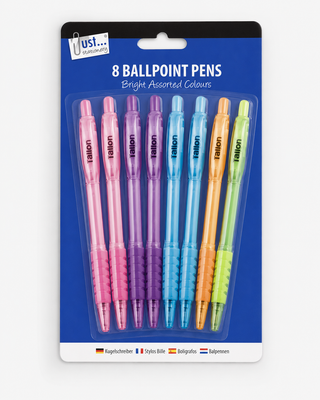 Tallon Bright Assorted Ballpoint Pens — Pack of 8
