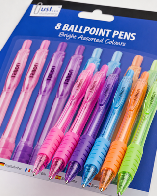 Tallon Bright Assorted Ballpoint Pens — Pack of 8