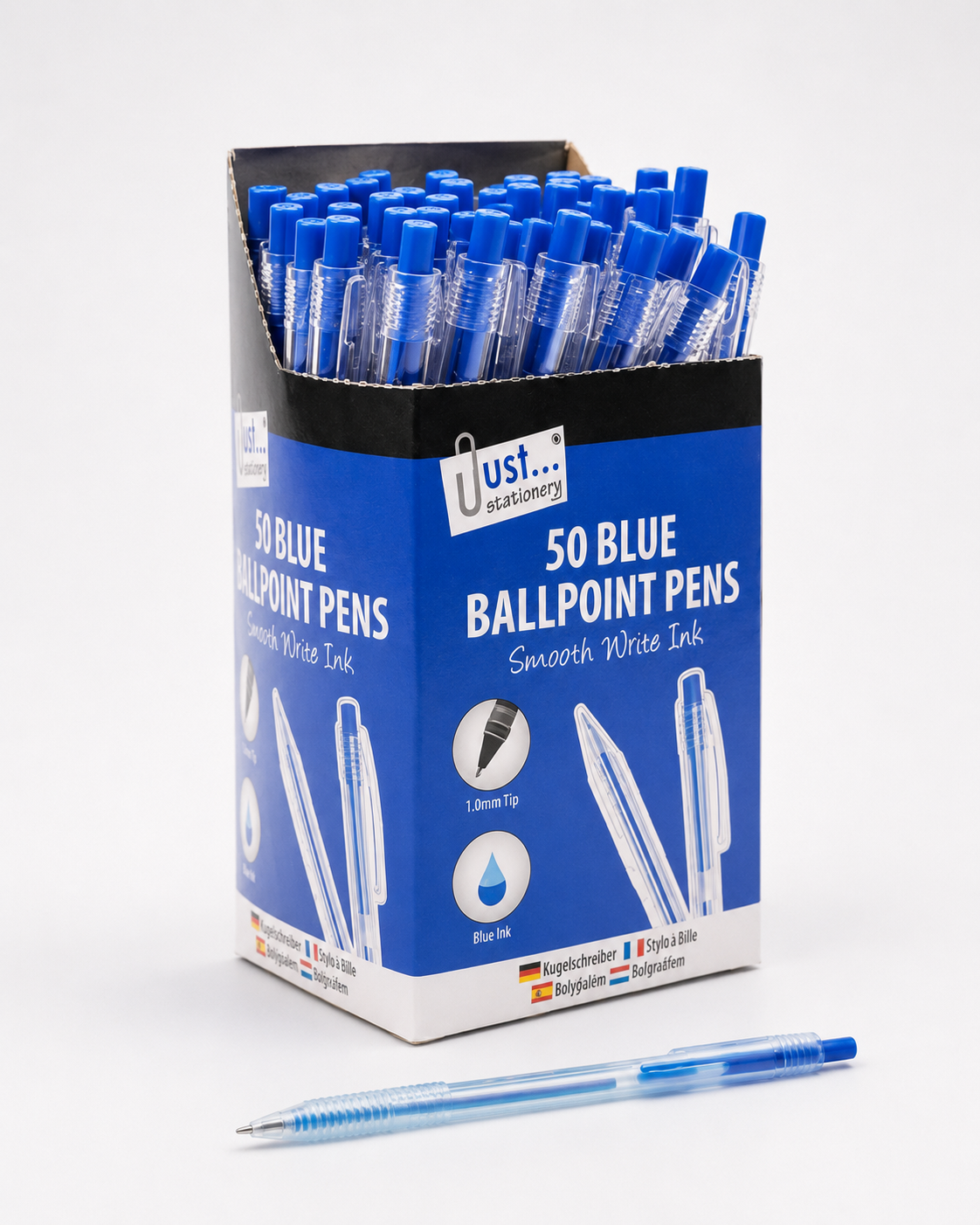 Blue Retractable Ballpoint Pens — 50 Pens per Set