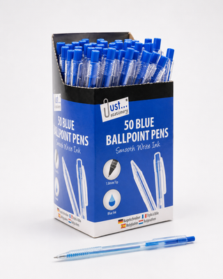 Blue Retractable Ballpoint Pens — 50 Pens per Set