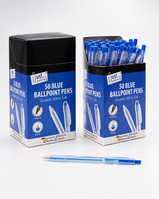 Blue Retractable Ballpoint Pens — 50 Pens per Set