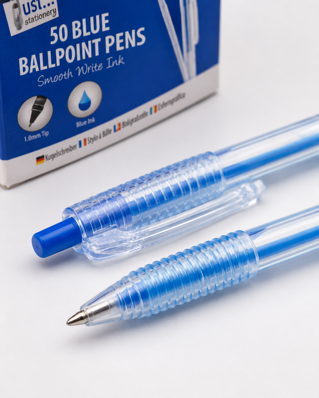 Blue Retractable Ballpoint Pens — 50 Pens per Set